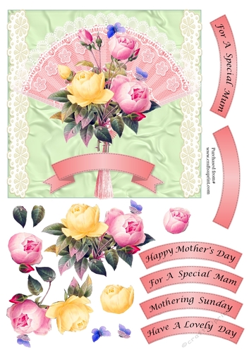 Roses on Lacy Fan - Mothers Day
