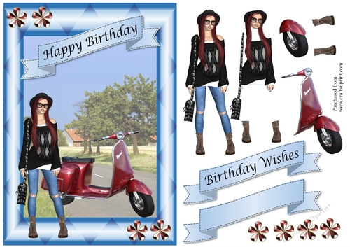 Teenage girl and red scooter