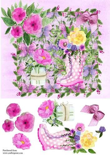 Floral square topper with Wellies