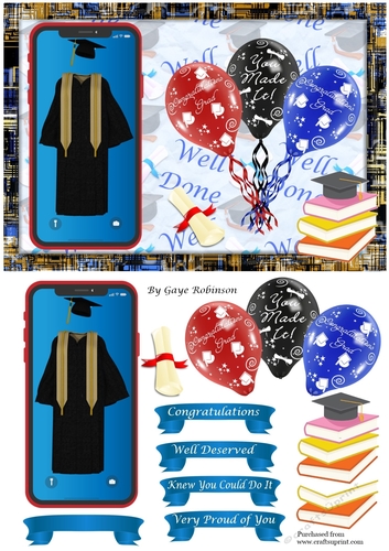 Graduation Phone card  Black Gown