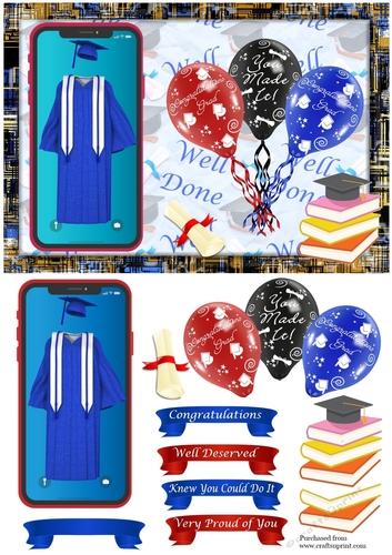 Graduation Phone card  Blue Gown