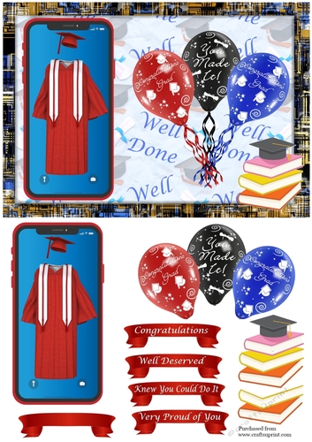 Graduation Phone card  Red Gown