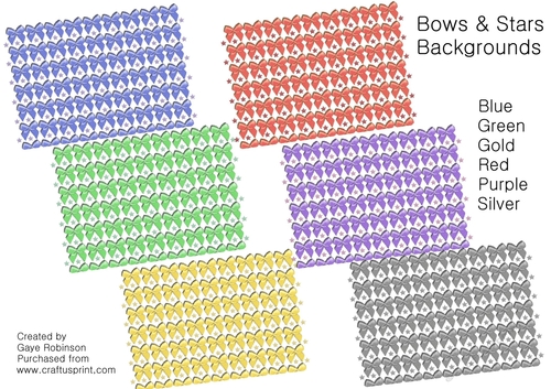 Bows & stars backing sheets 6 colours