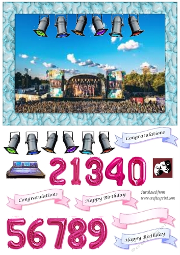 Outdoor concert with lighting and sound board