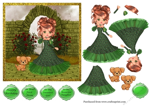 Girl in green gown in the moonlight 1