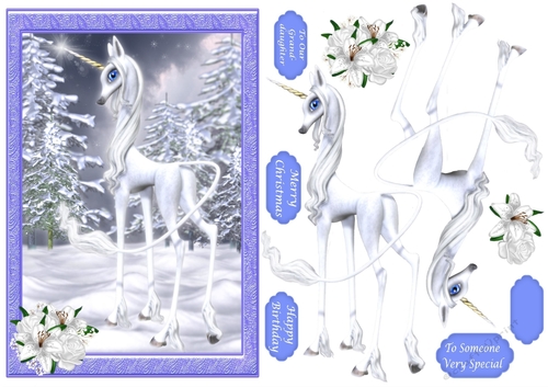 Unicorn in the Snow - Birthday or Christmas