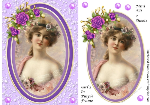 Girl 2 in Purple oval matt frames - mini kit 2 sheets
