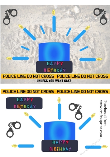 Police themed Birthday Card - blue light cake