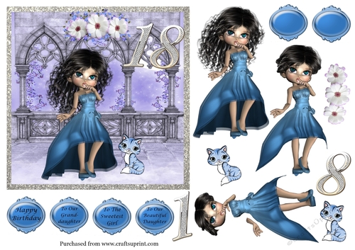 Girl 18 in blue dress by arches with cat