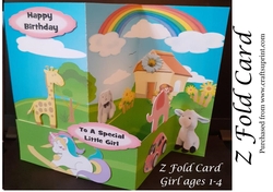 Z Fold Card Girl Birthday - ages 1-4