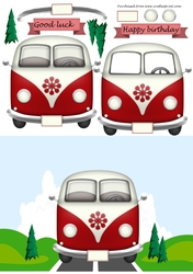 Red Camper van on the road