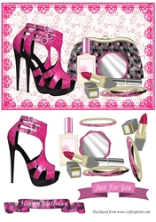 Pink make up bag and shoes