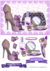 Makeup bag and bow shoes - lilac