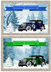 Vintage Car Christmas Toppers x 2 A5