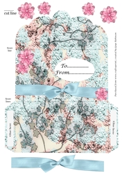 Blue & Pink speckled floral money wallet with flowers and bow