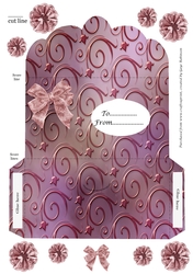 Mauve swirl embossed effect wallet with bow and flowers