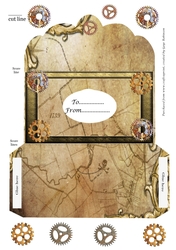Wallet with map and frame with cogs