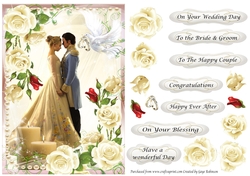 Wedding Couple in Cream Roses Frame