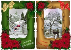 Christmas Toppers x 2 Tattered frames with poinsettias