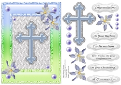 Image of cup836967_3656 - Christening Baptism Communion Confirmation Blue cross in frame