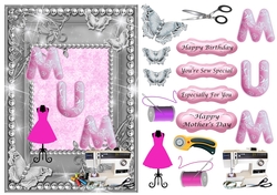 Happy Mothers Day or MUM Birthday Sewing card