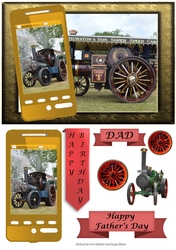 Fathers Day or Birthday Traction Engine Phone card
