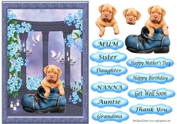 Puppy in Boot with Various greetings