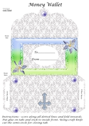 Money Wallet for Christening, Communion, Baptism Card Blue Cross