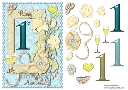 1st Wedding Anniversary Card - paper