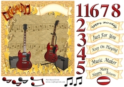 Guitars card with numbers 0-9