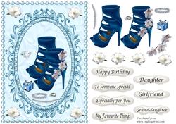 Stiletto suede Blue ankle boots in oval frame with accessories