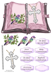 Open Book Pink Baptism Confirmation Christening Topper 1