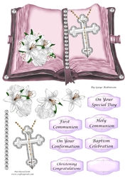 Open Book Pink Baptism Confirmation Christening Topper 2