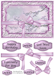 Lilac blossom framed topper with bow