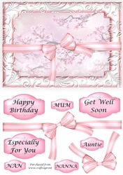 Pink blossom framed topper with bow
