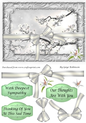 White blossom framed topper with bow - Sympathy