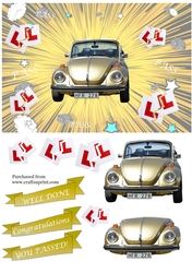 Driving Test Pass - Gold VW Beetle