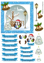 Christmas Scene with Owl & Lamp