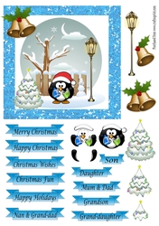 Christmas Scene with Penguin & Lamp