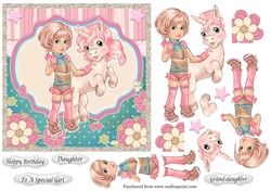 Girl and her Pink Unicorn