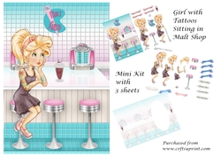 Girl with Tattoos sitting in Malt Shop Mini Kit - 3 sheets