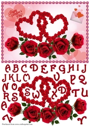 Two Valentines hearts of roses with initials