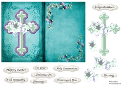 Open book with flower cross - various sentiments
