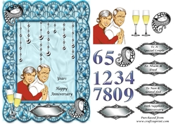Mature couple Happy Anniversary in blue frame
