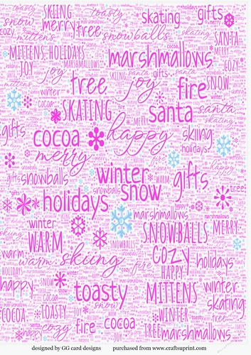 pink Christmas word backing paper