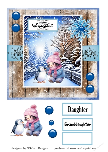 Girl with penguin christmas