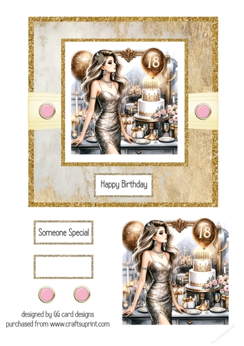 18th birthday girl with gold dress