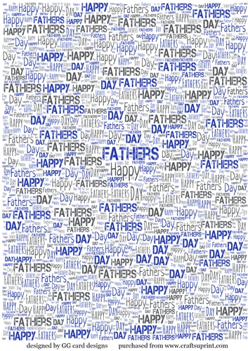 Fathers Day word backing paper blue