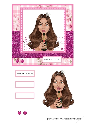 Birthday Girl prosecco brown hair