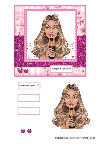Birthday Girl prosecco blonde hair